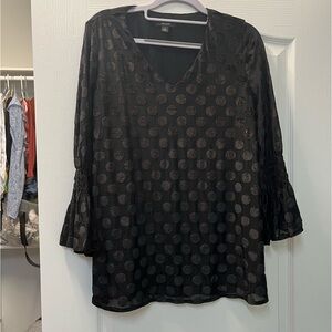 Alfani 3/4 sleeve black polka dot blouse